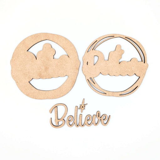 Exquisite Layered 'Believe' Ornament: Laser Cut Wood in Cherry, Mahogany, Maple, and More - Image 2