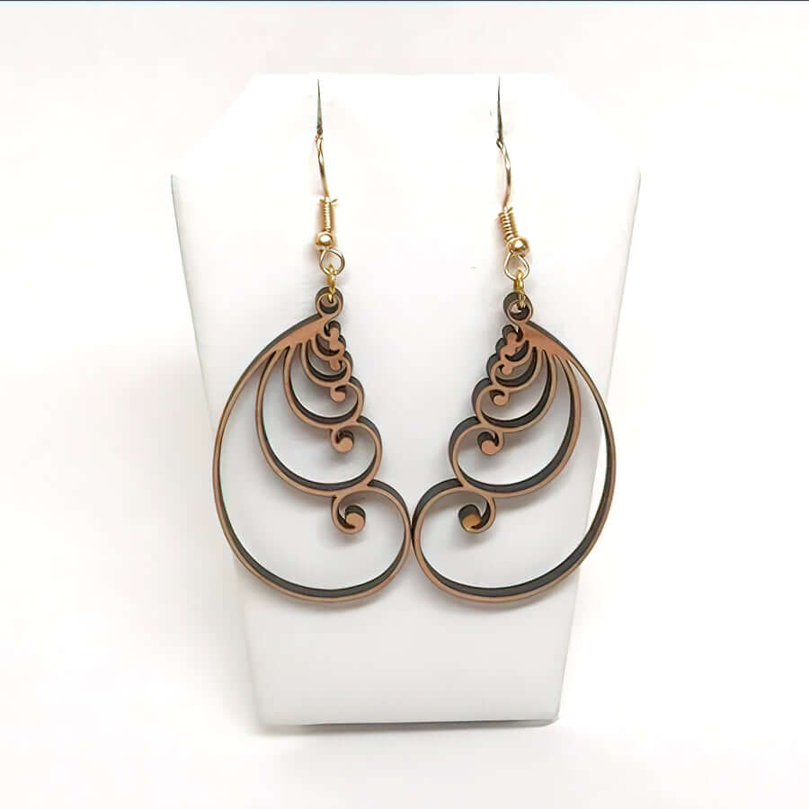 Wooden Rectangle Earrings Fibonacci Golden Ratio 0g Inspirational Science Math Jewelry