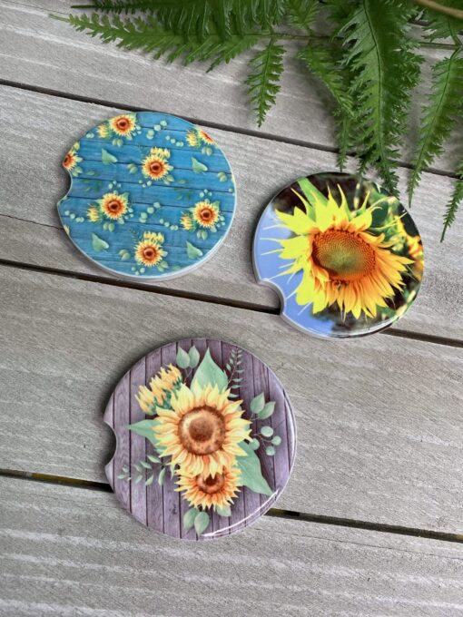 Sunflower car coasters