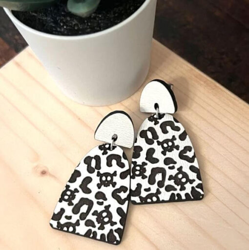 Leopard Print and Skull Pattern Earrings