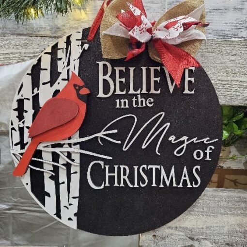 Believe Cardinal Door Hanger