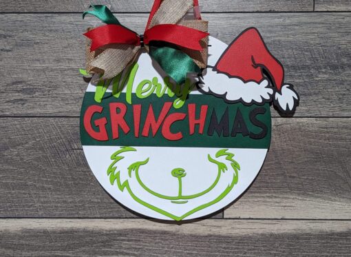 Celebrate Christmas with Whimsy: Merry Grinchmas Medium Laser-Cut Wood Sign for Festive Home Decor