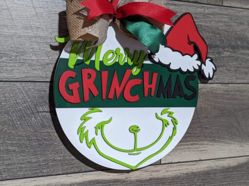 Celebrate Christmas with Whimsy: Merry Grinchmas Medium Laser-Cut Wood Sign for Festive Home Decor - Image 2