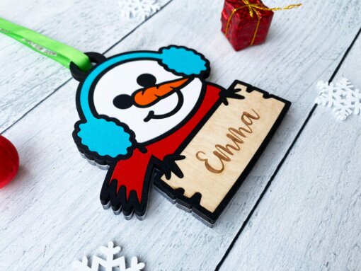 Snowman Christmas Ornament - Personalizable - Image 2