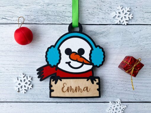 Snowman Christmas Ornament - Personalizable