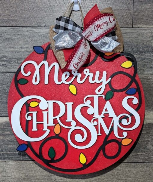 Merry Christmas with Lights Door Hanger