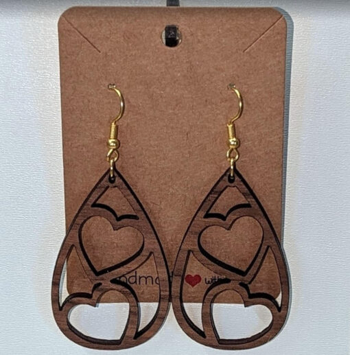 Double Heart Dangle Earrings