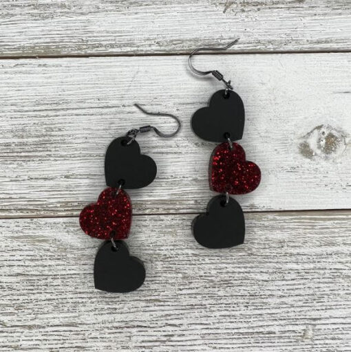 Layered Hearts Dangle Earrings - Image 2