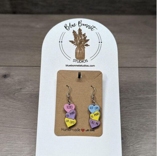 Candy Conversation Heart Valentine's Day Dangle Earrings