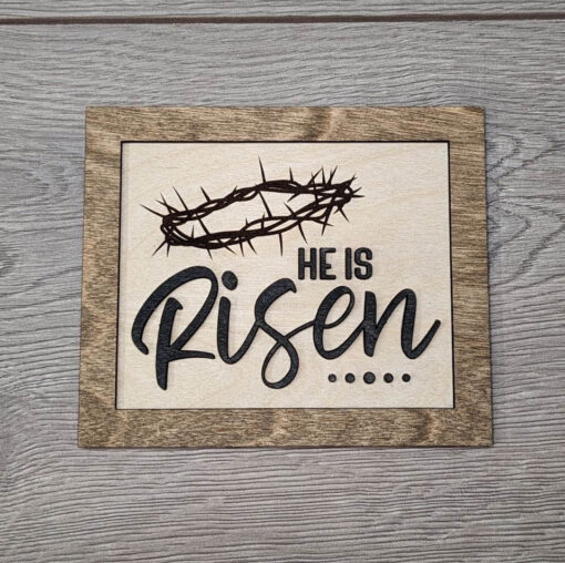 Easter Faith Décor Sign Trio, Christian Easter Jesus Religious Wooden Signs - Image 6