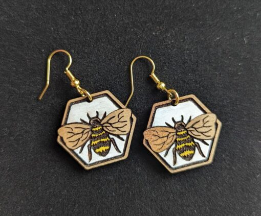 Bee Honeycomb Dangle Earrings