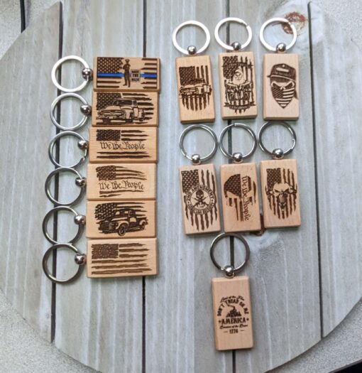 Rectangle Beech Wood Keychain