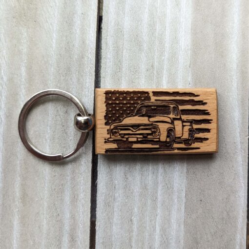 Rectangle Beech Wood Keychain - Image 2