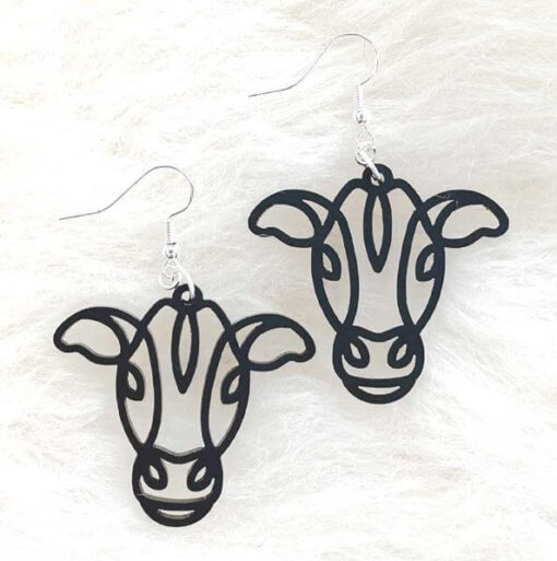 Cow Black Acrylic Dangle Earrings