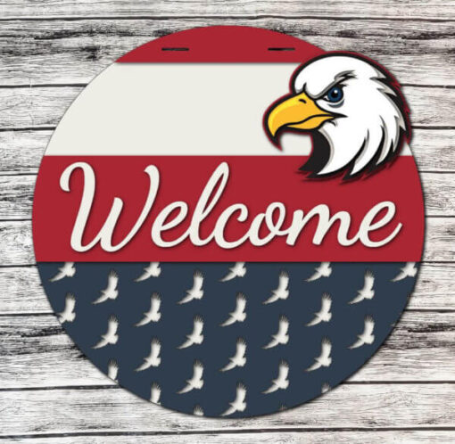 3D Welcome American Bald Eagle Door Hanger