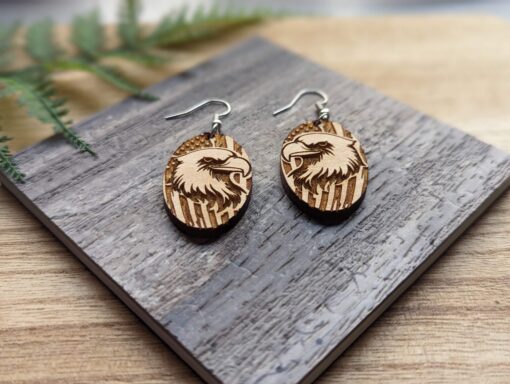 4th of July Patriotic Eagle Flag Dangle Earrings