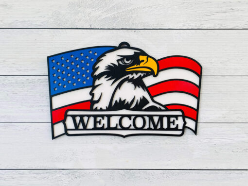 Flag Eagle Welcome Door Hanger - Image 2