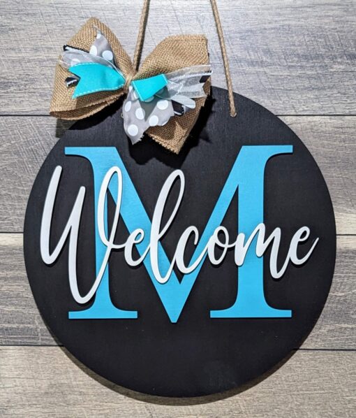 Personalized Monogram Welcome Door Hanger – Handcrafted Elegance for Your Home