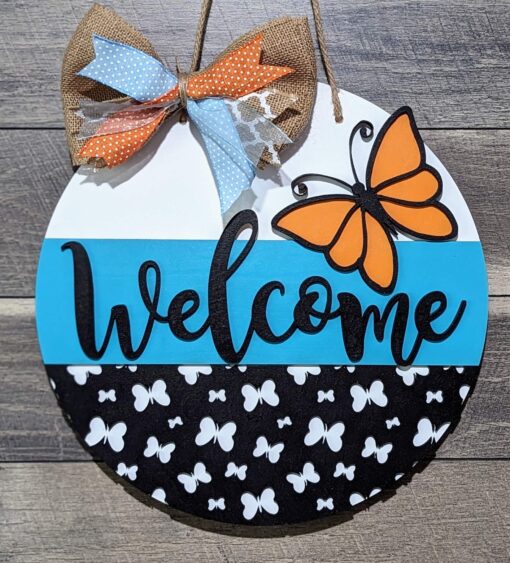 Welcome Butterfly Door Hanger