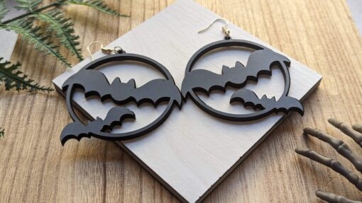 Halloween Large Bats Earrings - Image 2