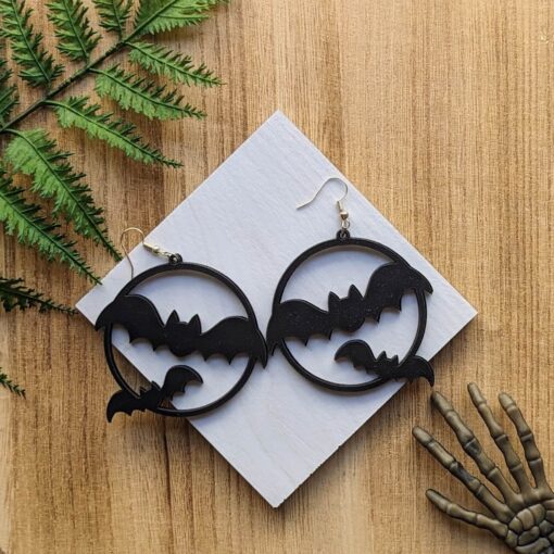 Halloween Large Bats Earrings