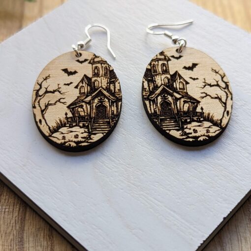 Creepy Haunted House Dangle Earrings - Image 2