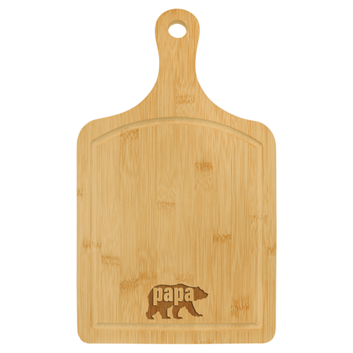 15 1/2" x 9" Bamboo Cutting Board Paddle Shape with Drip Ring