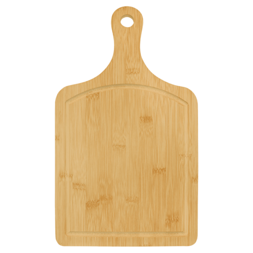 15 1/2" x 9" Bamboo Cutting Board Paddle Shape with Drip Ring - Image 2