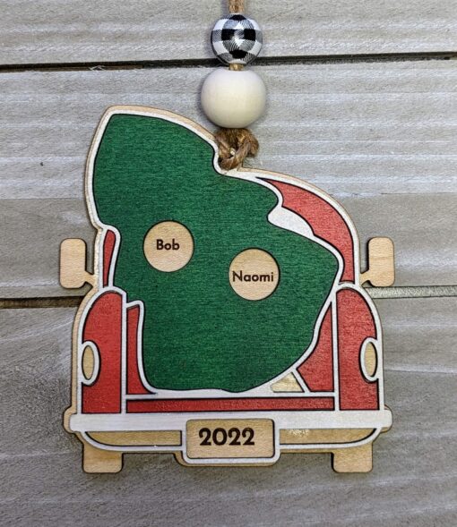 Personalized Farm Truck Family Christmas Ornament - Image 2