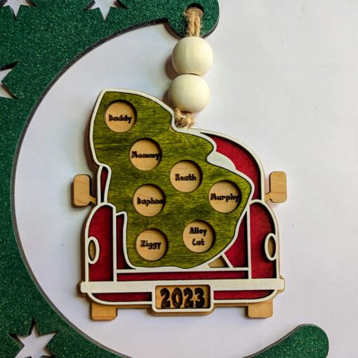 Personalized Farm Truck Family Christmas Ornament