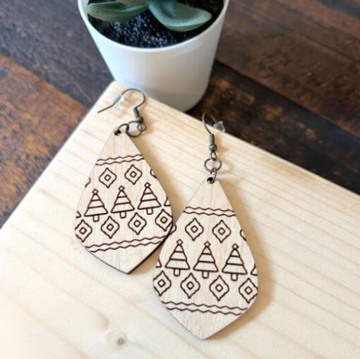 Christmas Pattern Teardrop Earrings