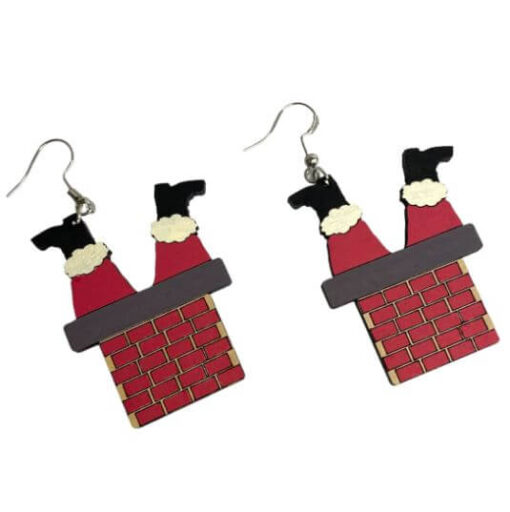 Santa Leg Chimney Christmas Earrings