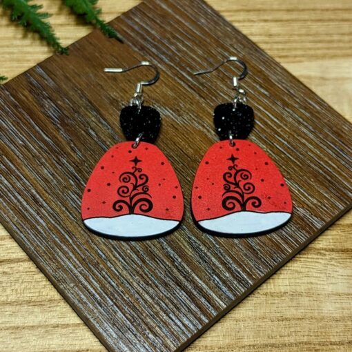 Whimsical Swirl Christmas Tree Earrings