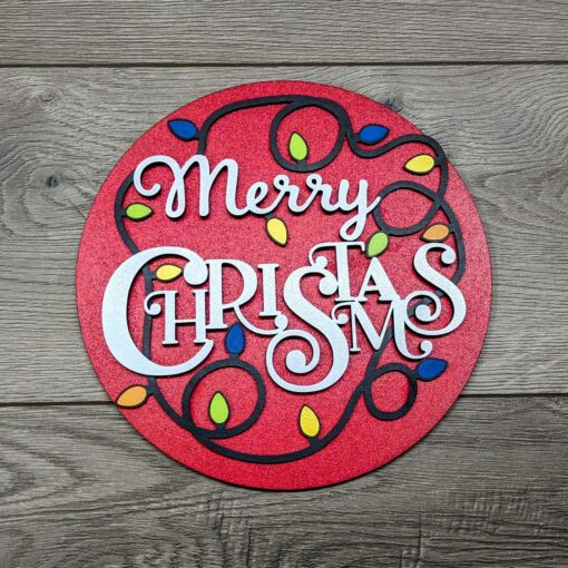 Hand-Painted 9-Inch Merry Christmas Entryway Sign - Rustic Charm Meets Modern Elegance for a Warm Welcome - Image 2