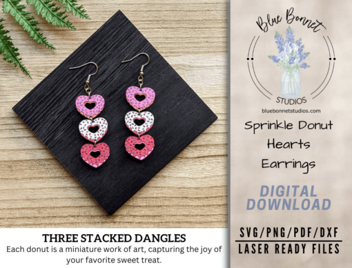 Sprinkle Donut Hearts Earrings Digital File - Image 2