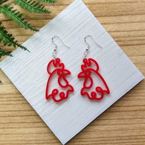 Bold and Playful Rooster Dangle Earrings