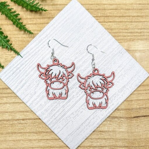 Adorable Baby Highland Cow Dangle Earrings