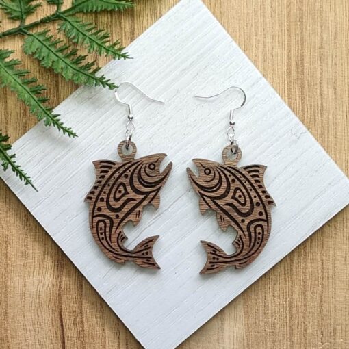 Leaping Salmon Reversible Earrings