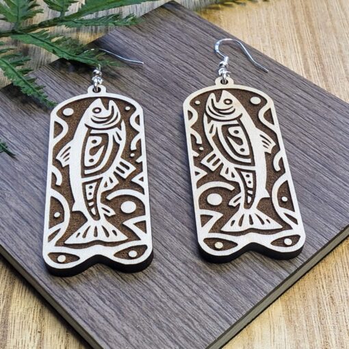 Double-Sided Engraved Running Salmon Earrings: A Captivating and Versatile Addition to Your Jewelry Collection - Image 2