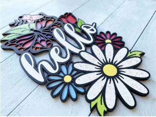 Springtime Delight: Exquisite Lasercut Wood Hello Butterfly Sign for a Vibrant Front Door Décor - Image 2