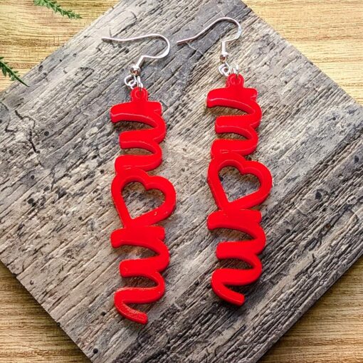 Show Your Love with Heart-Shaped MOM Dangle Earrings - Perfect Gift for Moms! - Image 9