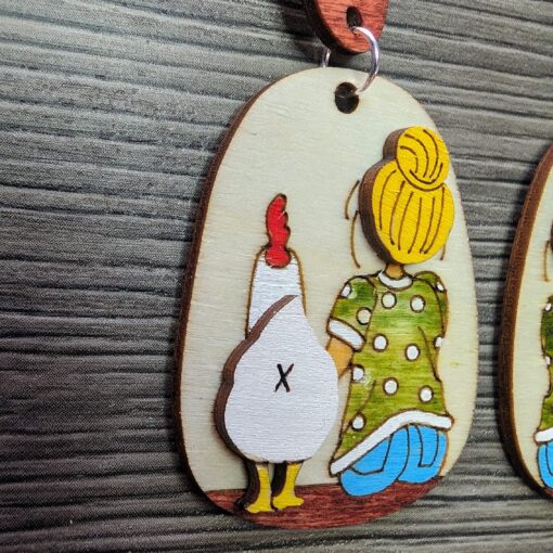 Exquisite DIY Handcrafted Chicken 3D Earrings Kit – Intricate Wooden Layers for Unique Style - Image 4