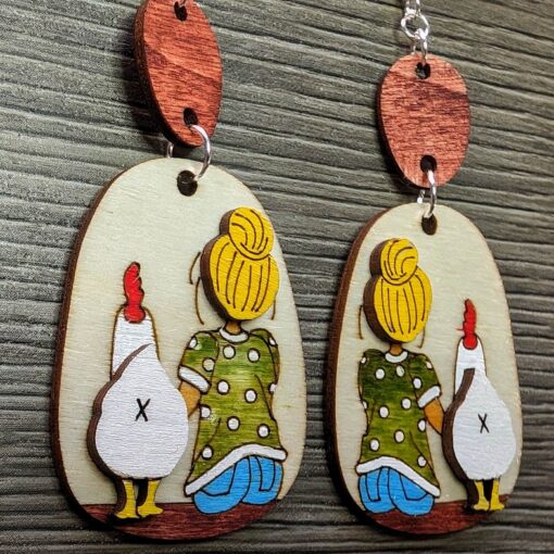 Exquisite DIY Handcrafted Chicken 3D Earrings Kit – Intricate Wooden Layers for Unique Style - Image 3