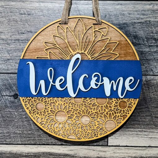 Sunflower Welcome Door Hanger 10 inch