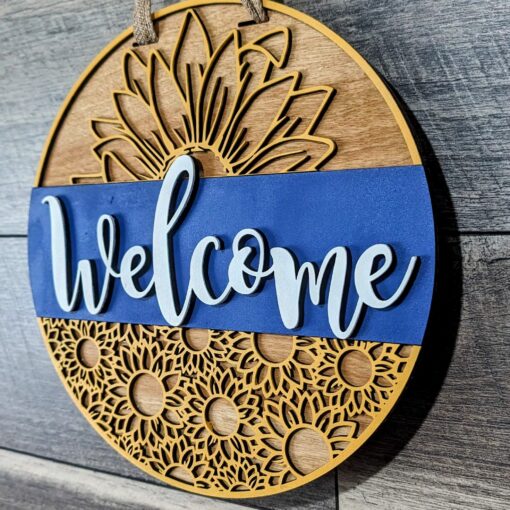 Sunflower Welcome Door Hanger 10 inch - Image 2