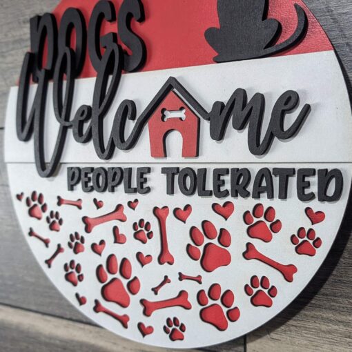 Dogs Welcome People Tolerated: Charming Lasercut Wood Signs for Dog-Friendly Homes - Image 2