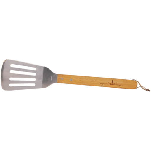 Premium 17 1/4" Bamboo Barbeque Spatula with Leather String - Engraved - Image 2