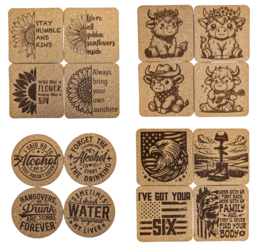 Enhance Your Home Décor with Laser Engraved Cork Coaster Set - Stylish, Practical, and Organized | Household