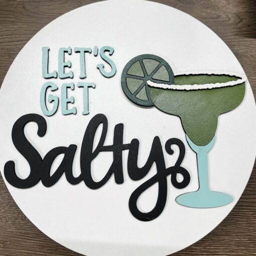 Let's Get Salty: Quirky and Stylish Small Signs for Your Home Decor - Margarita Glass Design with Salt and Lime - Image 2