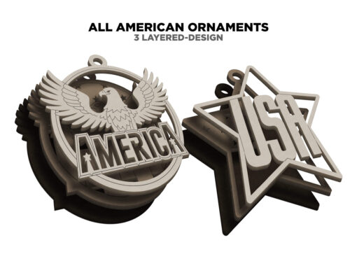 All American Ornaments Collection - 3-Layered Patriotic Unfinished - Image 2